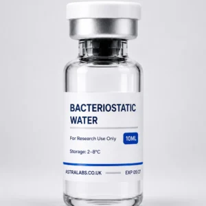 Writing Discover Bacteriostatic Water 10ML featuring sterile formulation, and trusted solution for research preparation and laboratory applications.
