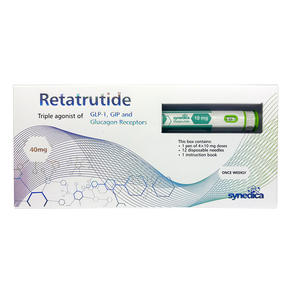 Retatrutide-1 Synedica Retatrutide 40mg Injection Pen Kit supports advanced peptide research with precision dosing, reliable quality, and consistent performance.